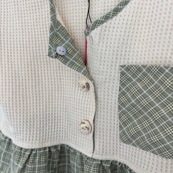 UNIF Plaid Green and Cream Short Sleeve Babydoll Dress - Picture 12 of 12